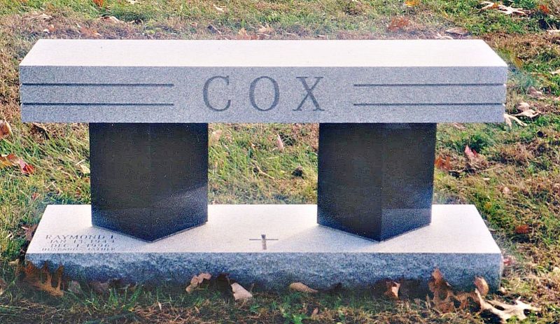 Cox Gray Bench Memorial with Black Legs