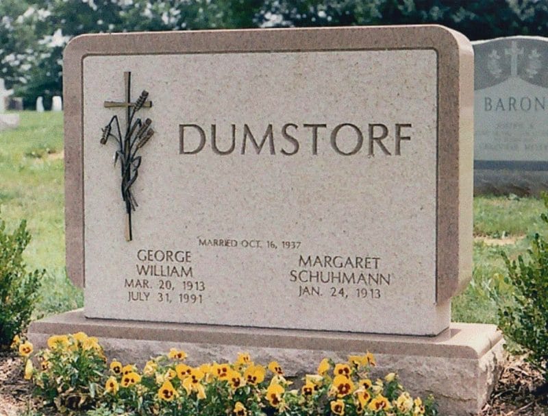 Headstone Stunning Wheat Bronze and Cross Pink Granite