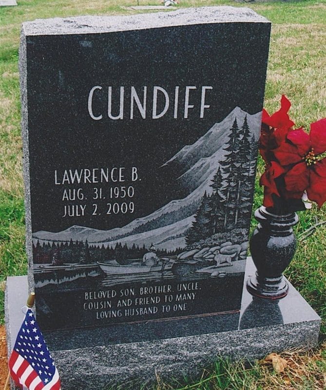Cundiff Headstone with Fishing Scene and Boat